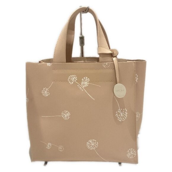 Auth FURLA - Pink Beige White Leather Tote Bag - Picture 2 of 10